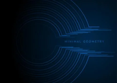 Blue glowing circular lines abstract futuristic tech background Stock Illustration