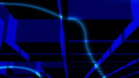 Blue glowing cube Stock Footage 97156571