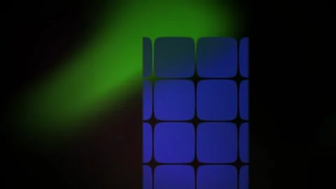 Blue glowing cube with green light. Stock Footage 335348405
