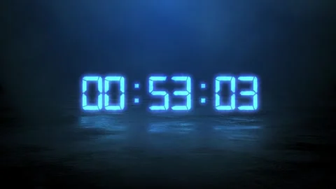 Blue Glowing Digital 60 Second Timer Displaying Time Stock Footage 321810797