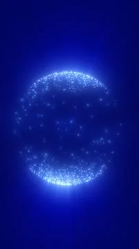 Blue glowing digital globe made of bright particles, symbolizing global net.. Ilustração Stock