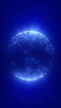 Blue glowing digital globe made of bright particles, symbolizing global net.. Ilustração Stock