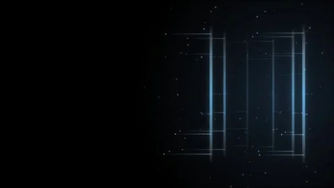 Blue Glowing Digital Grid Lines with Floating Particles on Dark Background Stock Footage 346172561