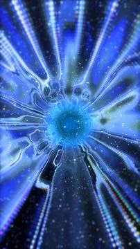 Blue glowing digital hyperspace warp tunnel background Stock Illustration