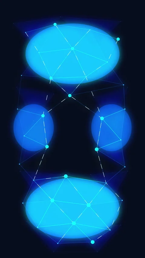 Blue glowing digital network nodes, tech connection plexus, data lines, web.. Stock Footage 348326277