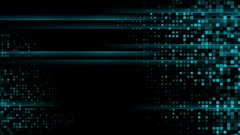 Blue glowing digital pixel grid motion background with horizontal lines Stock Footage 345705696