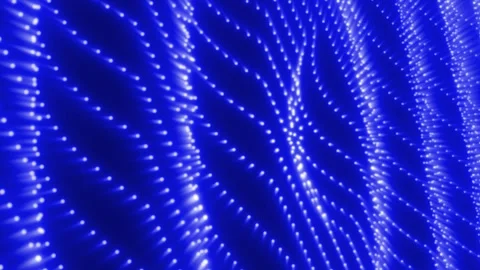 Blue glowing digital surface with an array of evenly spaced lights Stock Footage 318187413
