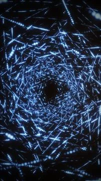 Blue Glowing Digital Tunnel Abstract Tech Background Stock Illustration