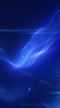 Blue glowing digital wave surface with dotted mesh lines, suggesting futuri.. Stock Illustration