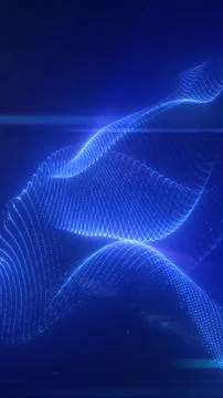 Blue glowing digital wave surface with dotted mesh lines, suggesting futuri.. Stock Illustration