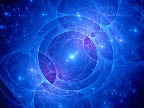 Blue glowing dimensional gate in space Stock Illustration