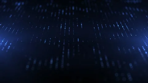 Blue glowing dots forming a subtle digital pattern with depth and motion, cre Stock Footage 331996820