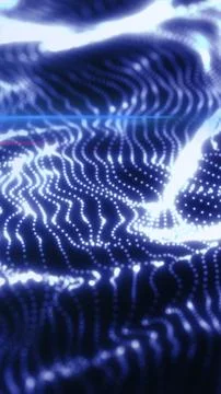 Blue glowing dotted waves form an abstract digital surface, suggesting data.. 库存照片