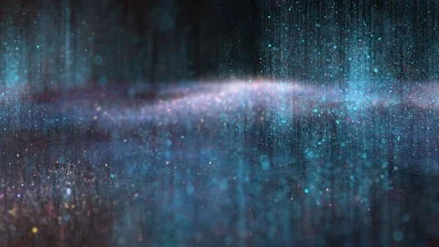 Blue glowing drop-like particles lifting up on black background Stock Footage 239053141