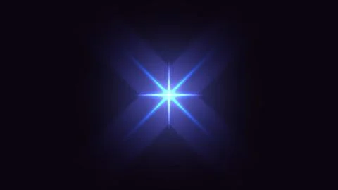 Blue glowing eight pointed star with lens flare on black background for cre.. 库存插图