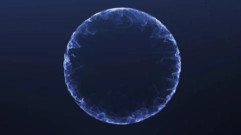 Blue glowing energy ring sphere with electric light waves, abstract futuris.. Stock Illustration