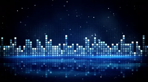 Blue glowing equalizer and reflection loop 4k (4096x2304) Stock Footage 54133529