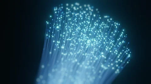 Blue Glowing Fiber Optic Cable Data Connection Stock Footage 320899542