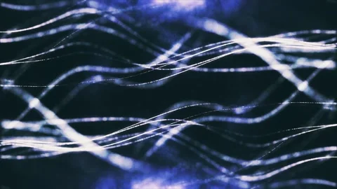 Blue Glowing Fiber Optic Waves Abstract Digital Technology Background Stock Footage 341570194