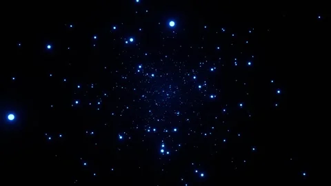 Blue Glowing Fireflies Particles in Space Background VJ Loop in 4K Stock Footage 334718286