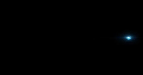 Blue Glowing Flare Energy Source Spot Against Black VFX Overlay Stockbeeldmateriaal 330348921