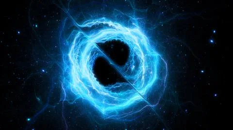 Blue glowing forming of accretion disk with force field Stock Illustration