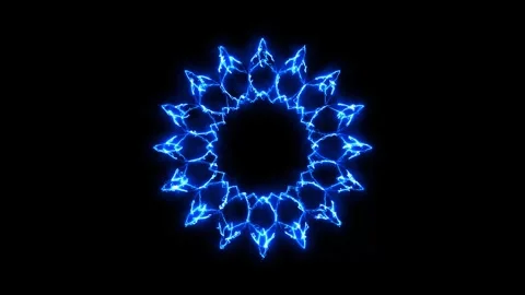 Blue glowing fractal light pattern on dark background 動画素材 347705740