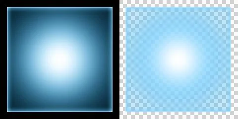 Blue Glowing Glass Square Interface Frame with Soft Light Gradient Modern UI Bac Ilustração Stock
