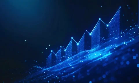 Blue glowing graph on dark blue background creates visually stimulating visuals Stock Footage 278926276