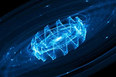 Blue glowing gravitational wave in deep space Stock Illustration