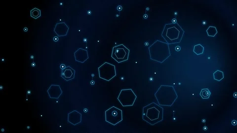 Blue glowing hexagon digital network tech background loop Stock Footage 346996623