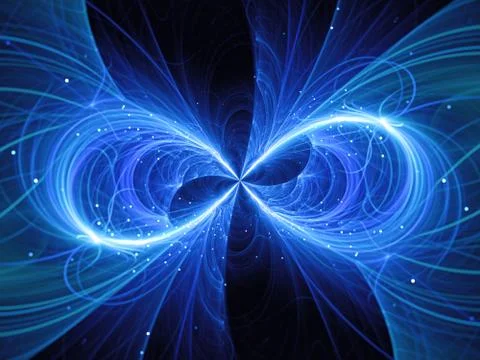 Blue glowing infinity sign with particles Stock Illustration