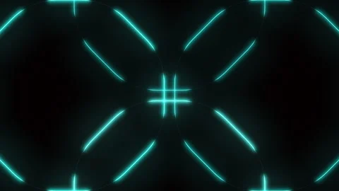Blue glowing interlocking circles on black background Stock Footage 311609433