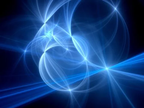 Blue glowing intersections in space, computer generated abstract background,  Stock-Illustration