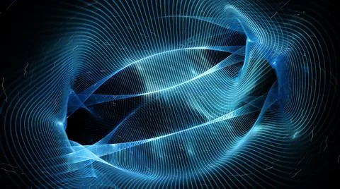 Blue glowing interstellar quantum strings in space Illustrazione stock