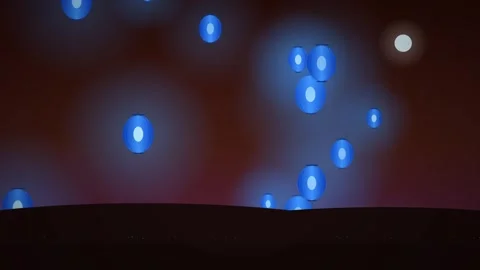Blue Glowing Lanterns Floating in Night Sky Motion Graphics Stock Footage 347966803