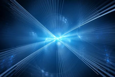 Blue glowing laser light with source Stock Illustration