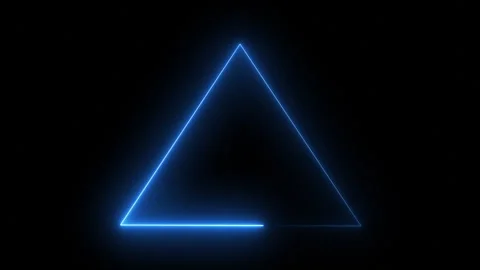 Blue Glowing Laser Lines Making Triangle Shape on Black Background. Stock Footage 340193358
