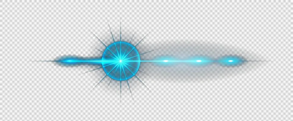 Blue glowing light effect with rays and shadow on white background for grap.. Stock Illustration