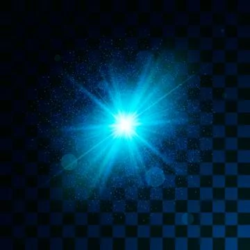 Blue glowing light glitter effect on transparent background. Illustrazione stock