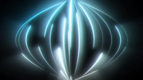 Blue Glowing Light Streak Particles Travelling in Bulb Shape Warped Path from Stock Footage 340822594