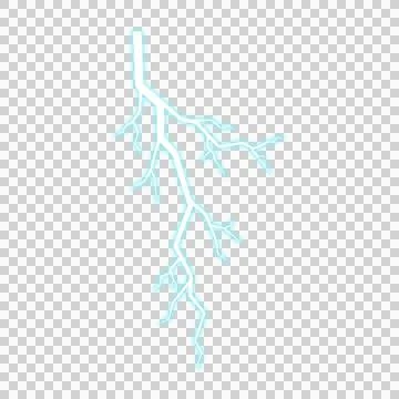 Blue Glowing Lightning Strike Isolated On Transparent Background. Stock Illustration