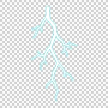 Blue Glowing Lightning Strike Isolated On Transparent Background. Stock Illustration
