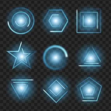 Blue Glowing lights shape on black transparent background. Vector illustration Stock-Illustration