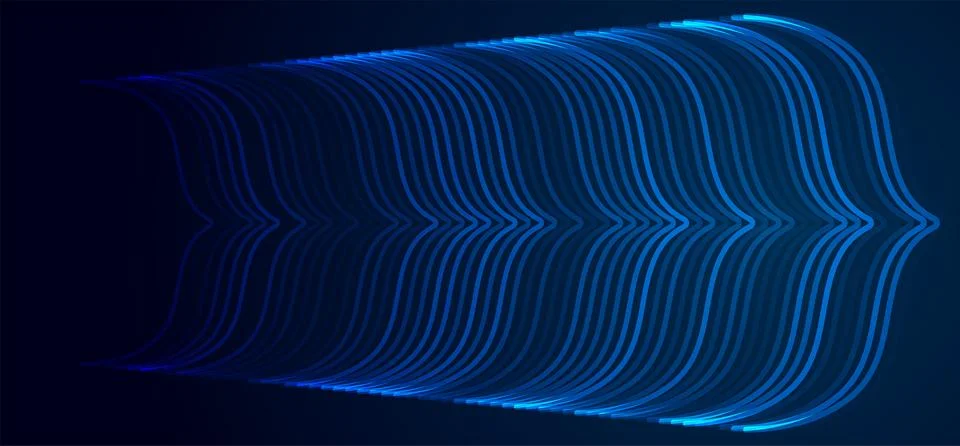 Blue glowing linear arrows abstract futuristic tech background Stock Illustration