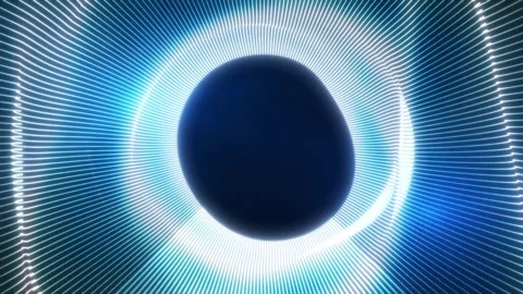Blue glowing lines radiate around a central circle, forming a dynamic abstrac Stock Footage 332802277