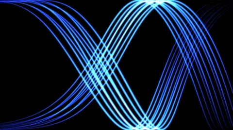 Blue glowing lines in round wave motion - seamless (FULL HD) Video stock 37104268