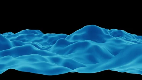 Blue Glowing Liquid Ocean Wave - Dynamic Seamless Loop Background Stock Footage 341792110