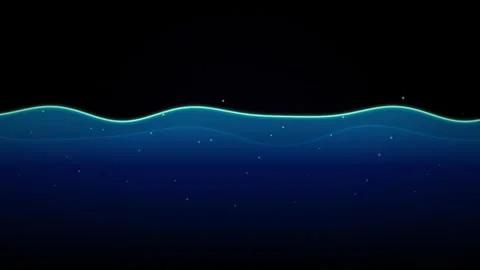 Blue Glowing Liquid Wave Flowing with Particles Dark Motion Background Stock Footage 346308291