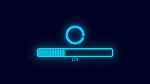 Blue glowing loading bar up to 100 percent Stock Footage 314662006